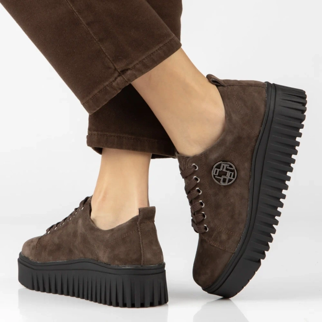Skórzane sneakersy Filippo DP8271/26 D BR brązowe