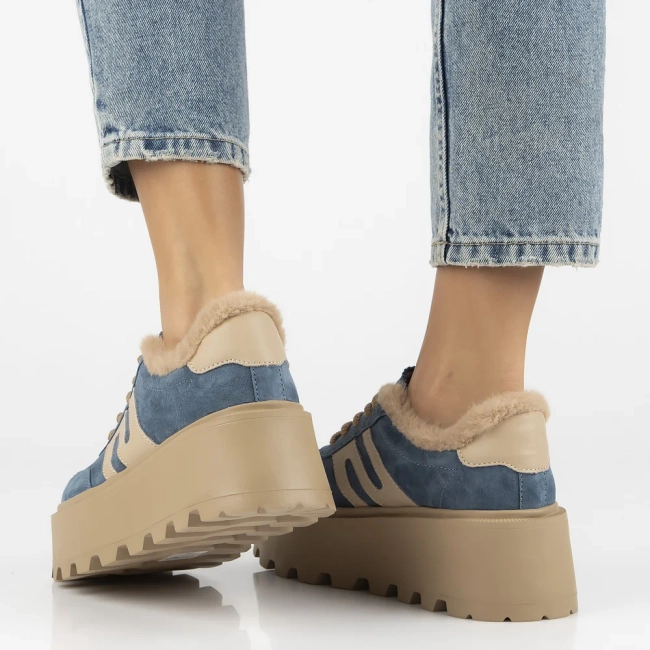 Skórzane sneakersy Filippo DP7110/25 BL niebieskie