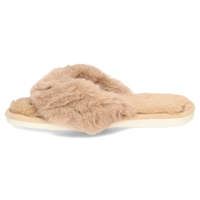 Khaki fur slippers