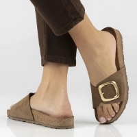 Skórzane klapki Yokono JERBA-114 NOBUCK MOCHA brązowe