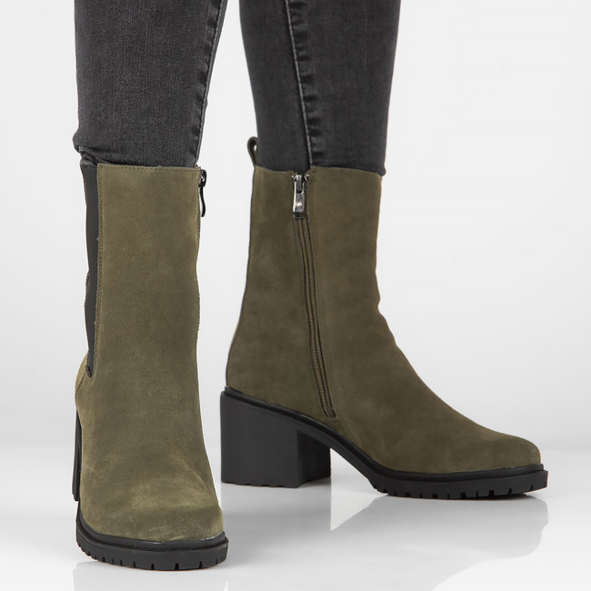 Skórzane botki na obcasie Filippo DBT4183/22 GE zielone