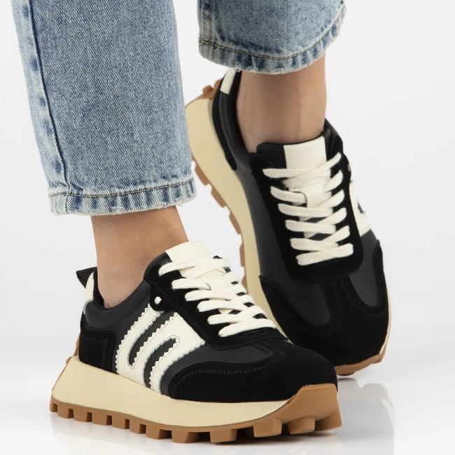 Skórzane sneakersy Filippo DP6743/25 BK czarne