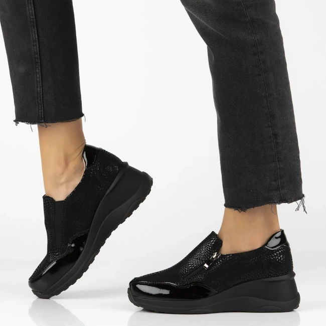 Skórzane półbuty na platformie Filippo DP6473/25 BK PT czarne