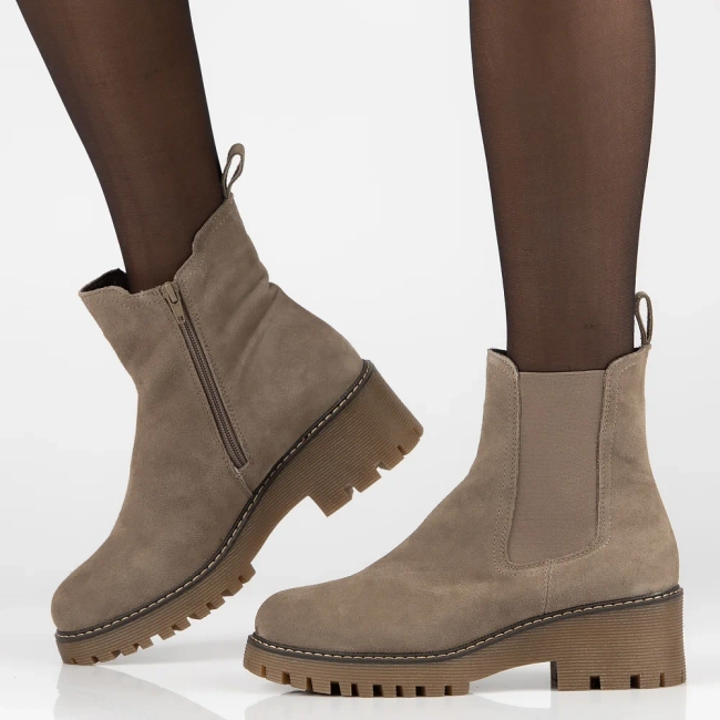 Skórzane botki na platformie Filippo DBT4805/23 BE beżowe