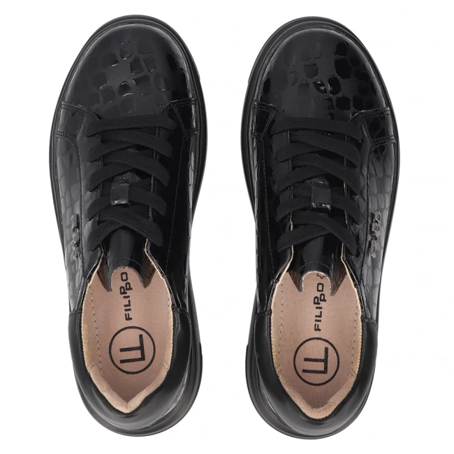 Skórzane sneakersy Filippo DP7118/25 BK czarne
