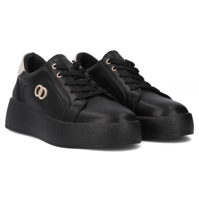 Skórzane sneakersy Filippo DP6721/25 BK czarne