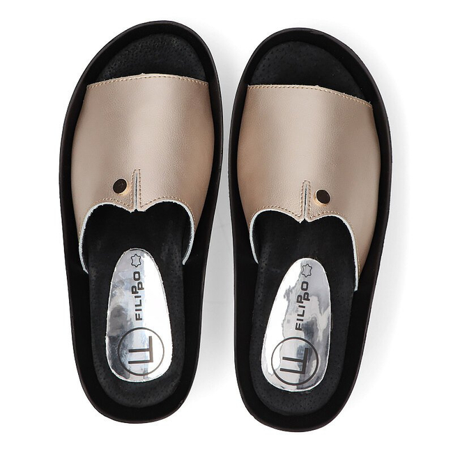 Skórzane klapki Filippo DK2059/21 GO złote