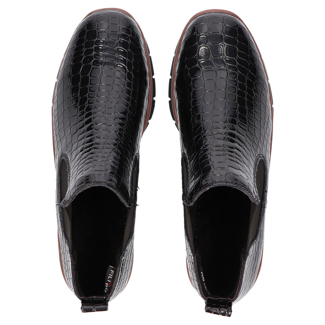 Skórzane botki na koturnie Filippo DBT3030/22 BK czarne