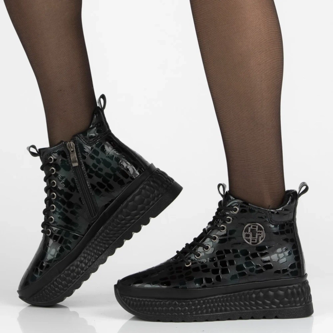 Skórzane botki na platformie Filippo DBT7278/25 GE zielone