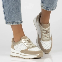 Skórzane sneakersy Filippo DP6778/25 WH BE biało beżowe