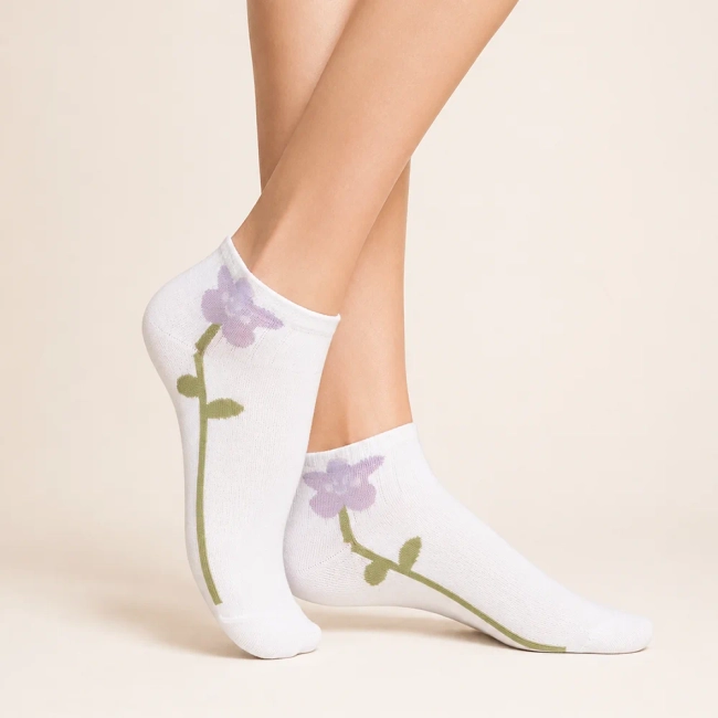 Women's Socks 2512-7 flower white