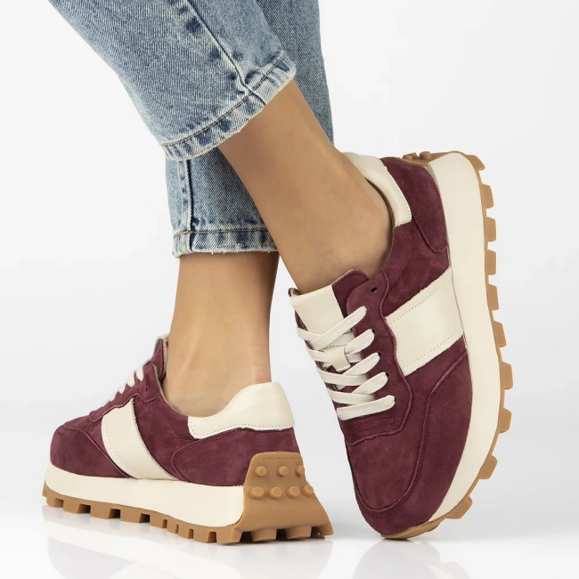 Skórzane sneakersy Filippo DP7112/26 BG bordowe