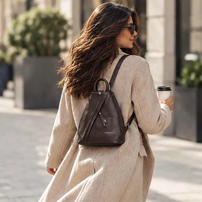 Brown leather backpack Toscanio F170