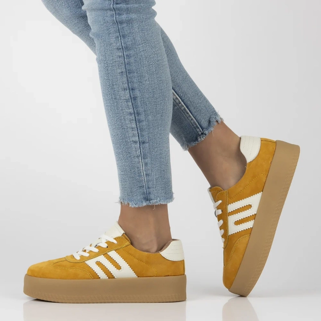 Skórzane sneakersy Filippo DP6994/25 YL żółte