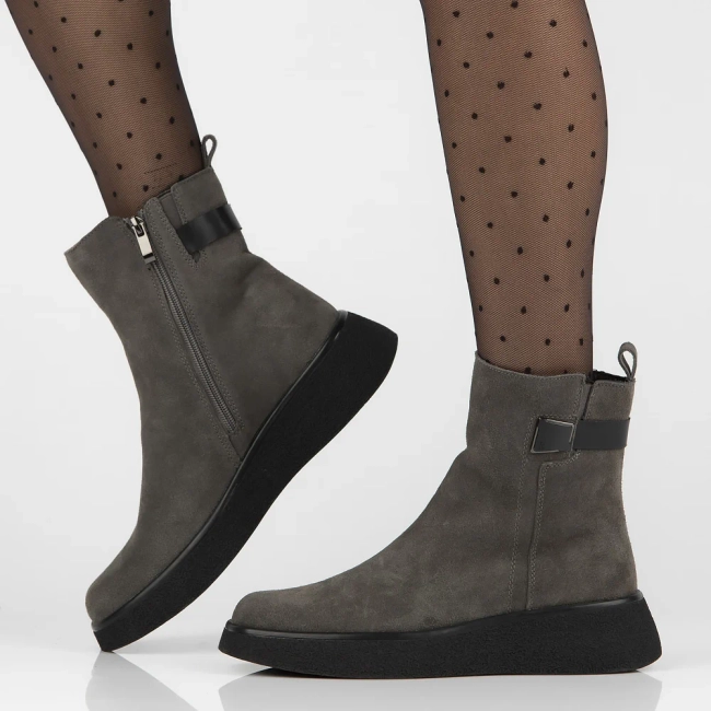 Leather ankle boots DBT6387/24 GR grey