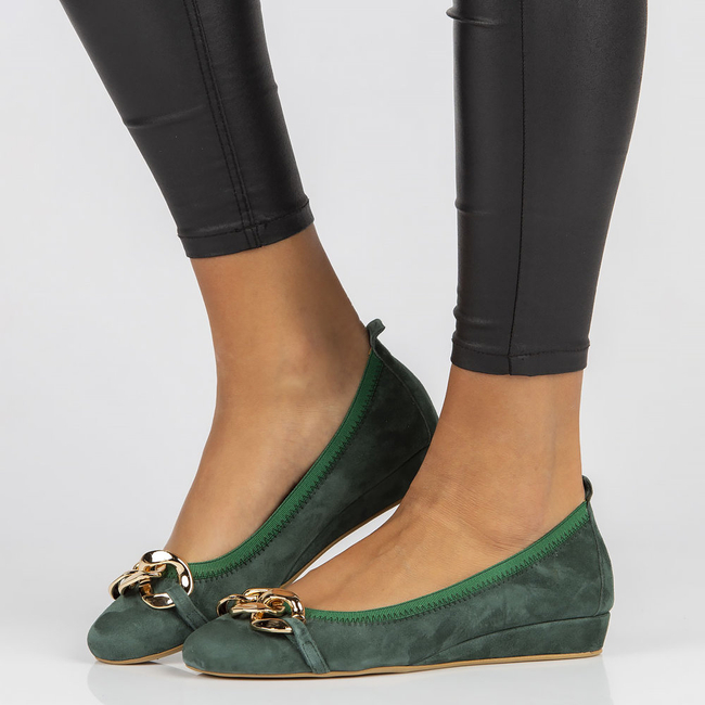 Skórzane baleriny Filippo 894 zielone
