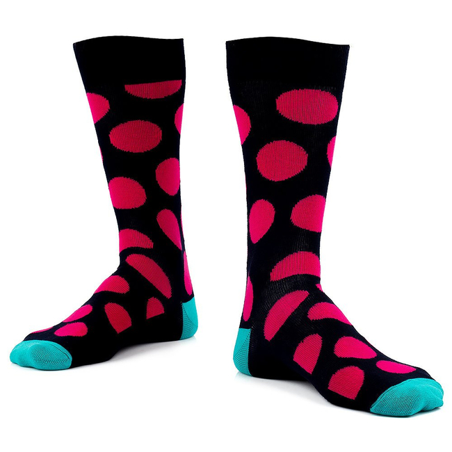 Men's socks black pink dots 42-45