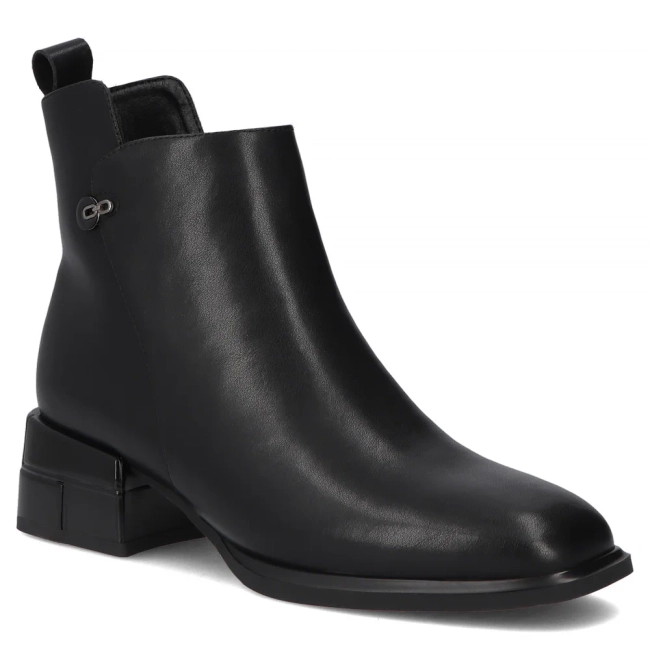 Skórzane botki na obcasie Filippo DBT7227/25 BK czarne