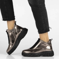 Skórzane botki na platformie Filippo DBT7426/25 GN gun metal