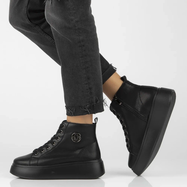 Leather ankle boots DBT6338/24 BK black