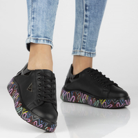 Skórzane sneakersy Filippo DP4480/23 BK MLT czarne