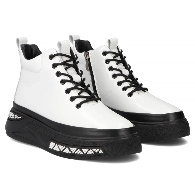 Skórzane botki na platformie Filippo DBT7276/25 WH białe