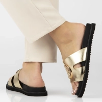 Leather flip-flops Filippo DK7050/25 GO gold