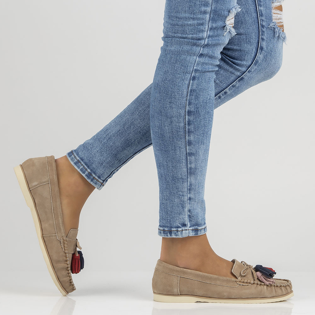 Skórzane mokasyny Filippo DP3512/22 BE beżowe