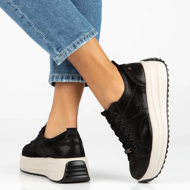 Leather sneakers Filippo DP6795/26 BK black