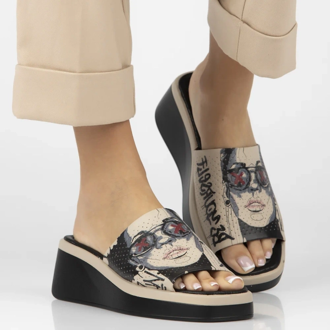 Leather flip-flops Filippo DK6820/25 BE beige