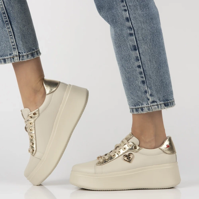 Skórzane sneakersy Filippo DP6792/25 BE beżowe