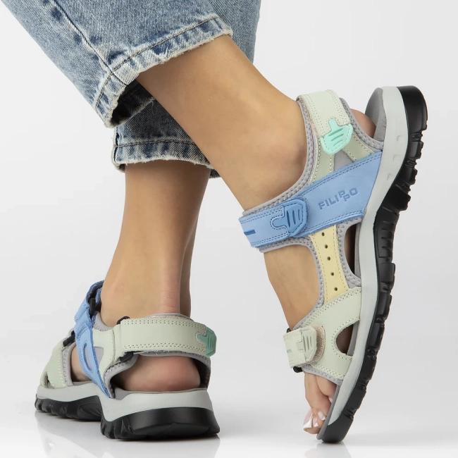 Leather sandals Filippo DS7033/25 BL GE blue and green