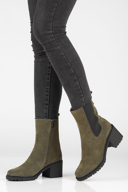 Skórzane botki na obcasie Filippo DBT4183/22 GE zielone