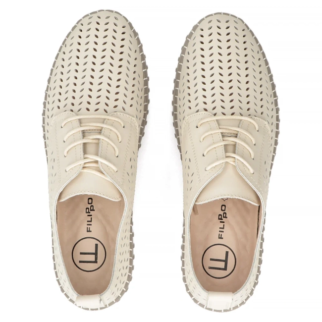 Skórzane półbuty Filippo DP6064/24 BE beżowe