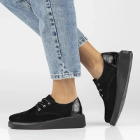 Skórzane półbuty na platformie Filippo DP4924/23 BK czarne