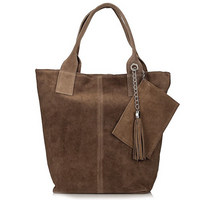 Torebka Toscanio Shopper Zamszowa 1101 ciemna beżowa