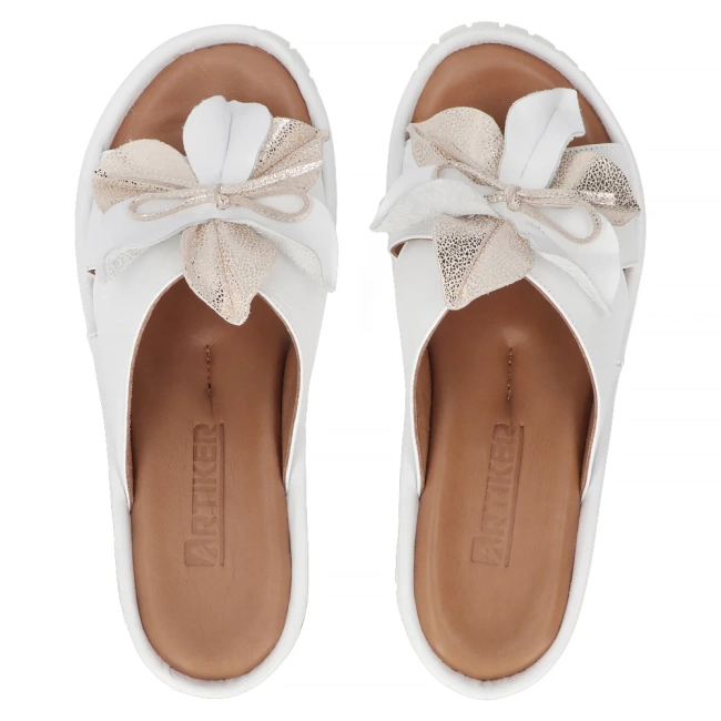 Leather slippers Artiker 54C0537 white