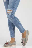 Skórzane mokasyny Filippo DP3512/22 GR szare