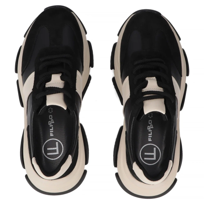 Skórzane sneakersy Filippo DP7113/25 BK czarne