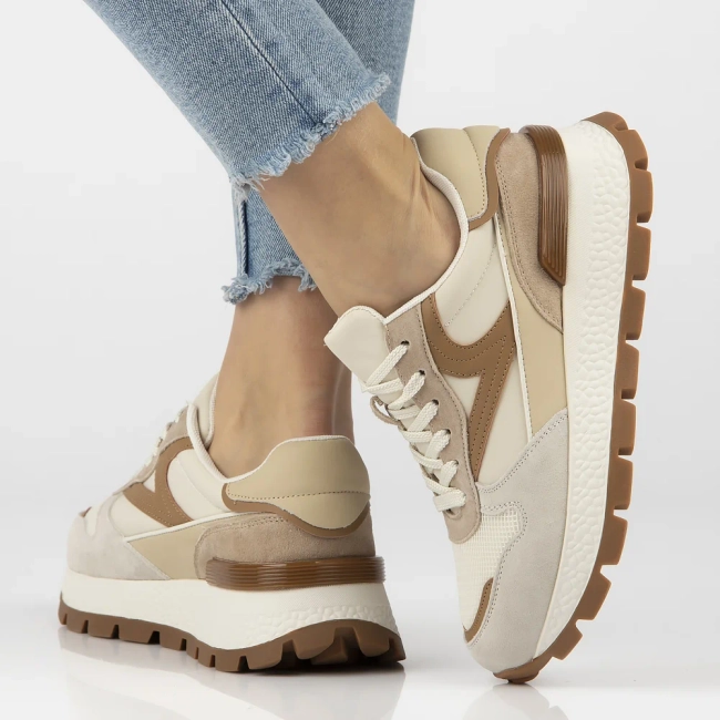 Leather sneakers Filippo DP7070/25 BR white brown