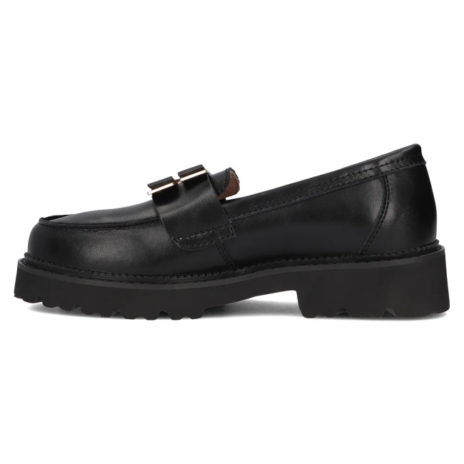 Skórzane półbuty na platformie Filippo DP6450/24 BK czarne