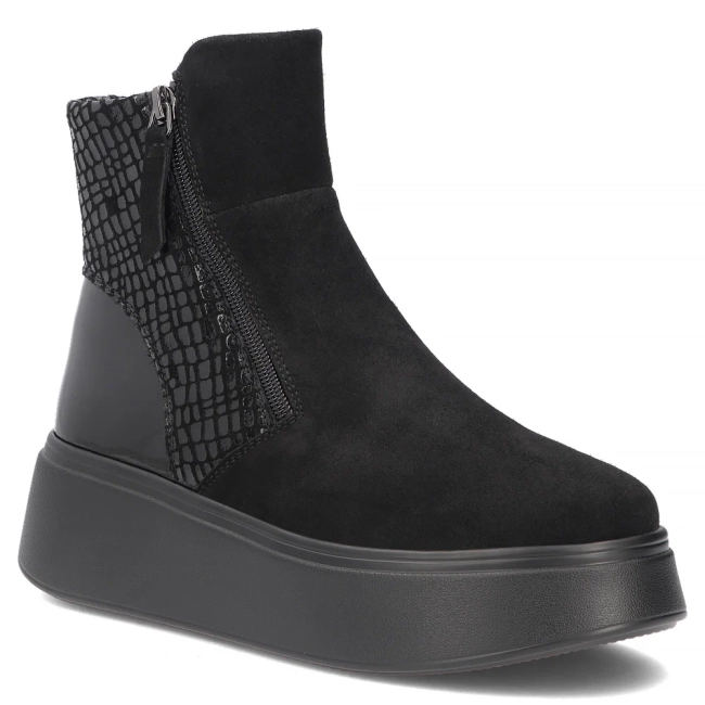 Leather platform ankle boots Filippo DBT8077/26 BK black
