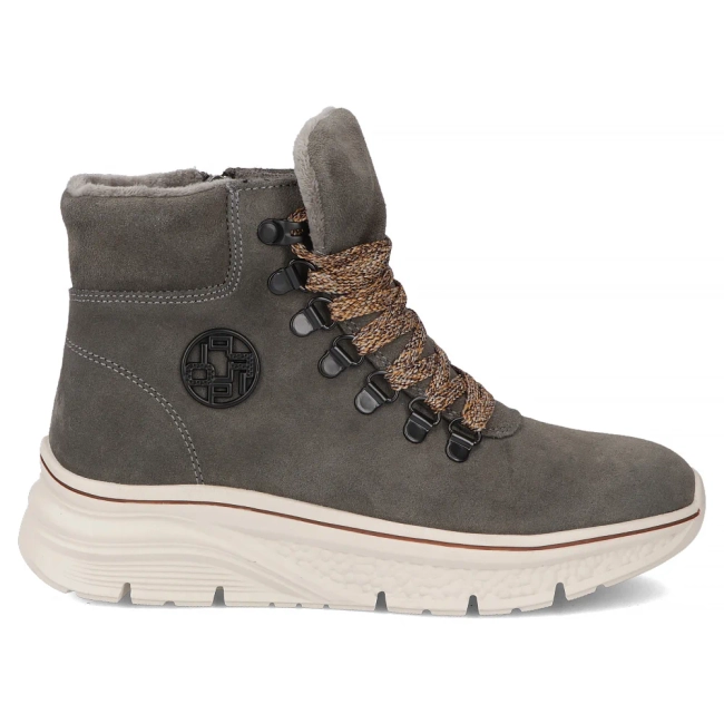 Skórzane botki na platformie Filippo DBT7290/25 GR szare