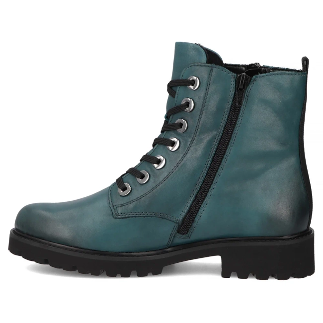 Skórzane trzewiki Rieker D8671-12 turkusowe