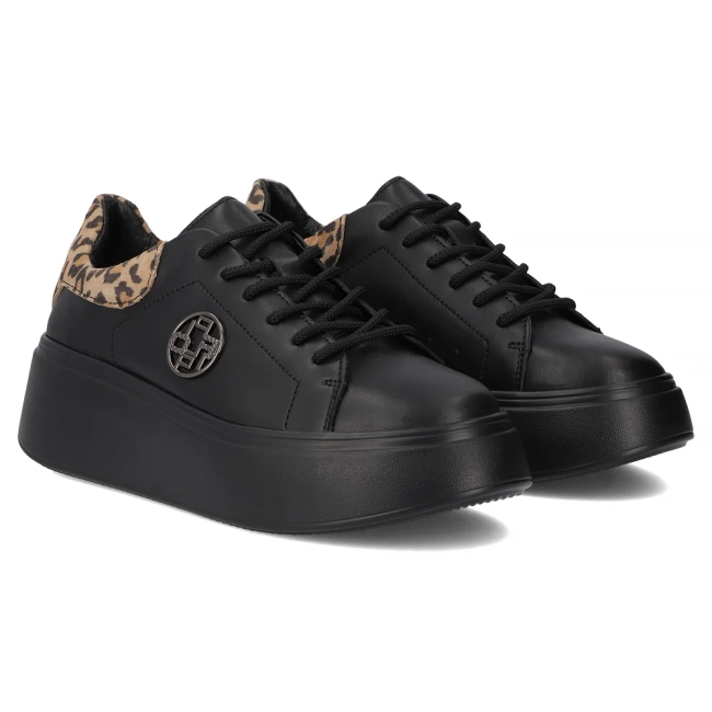 Leather sneakers Filippo DP6058/25 BK LEO black