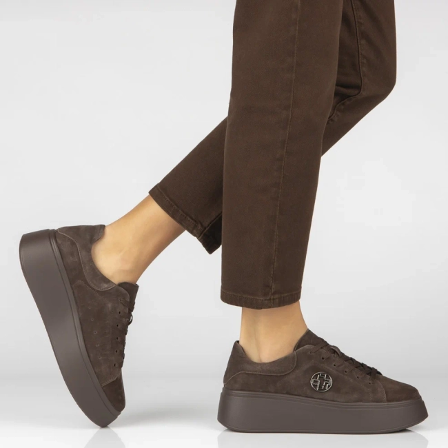 Skórzane sneakersy Filippo DP6058/26 D BR brązowe