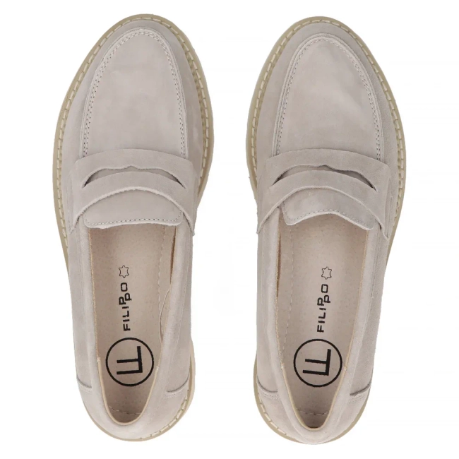 Skórzane półbuty na platformie Filippo DP6090/24 TP taupe