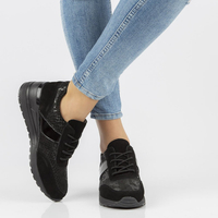 Skórzane Sneakersy na koturnie Filippo DP1527/21 BK czarne