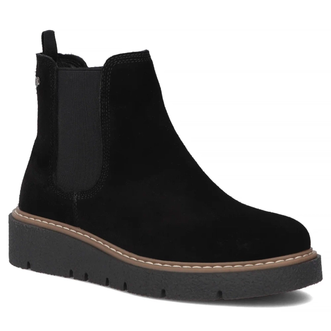 Skórzane botki na platformie Filippo DBT7261/25 BK czarne