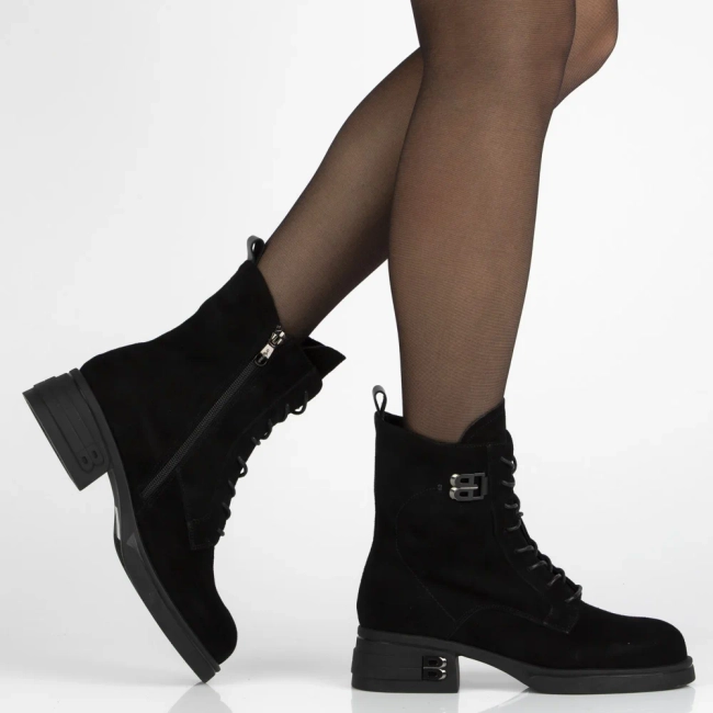 Skórzane botki na obcasie Filippo DBT7181/25 BK czarne